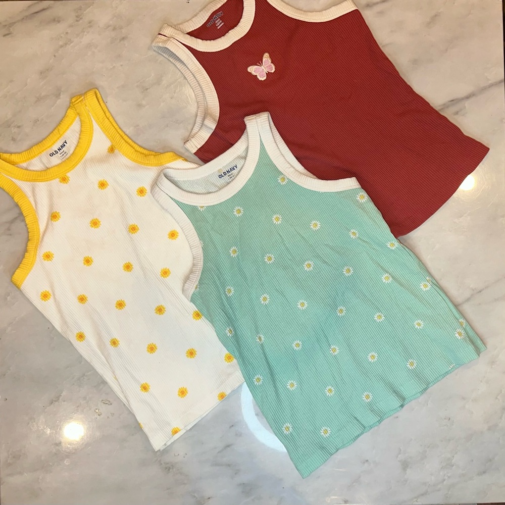 Old Navy Kids' Tank Tops - Yellow, White, and Green 3 Pack Combo